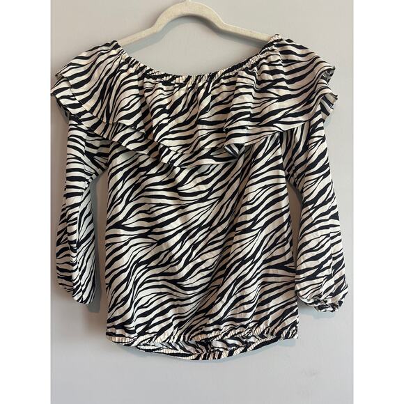 NWT Michael Michael Kors Women's Stadium Ruffle Blouse Zebra Print Size Small - Picture 5 of 5
